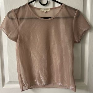 L.A. Hearts pink shimmer mesh tee